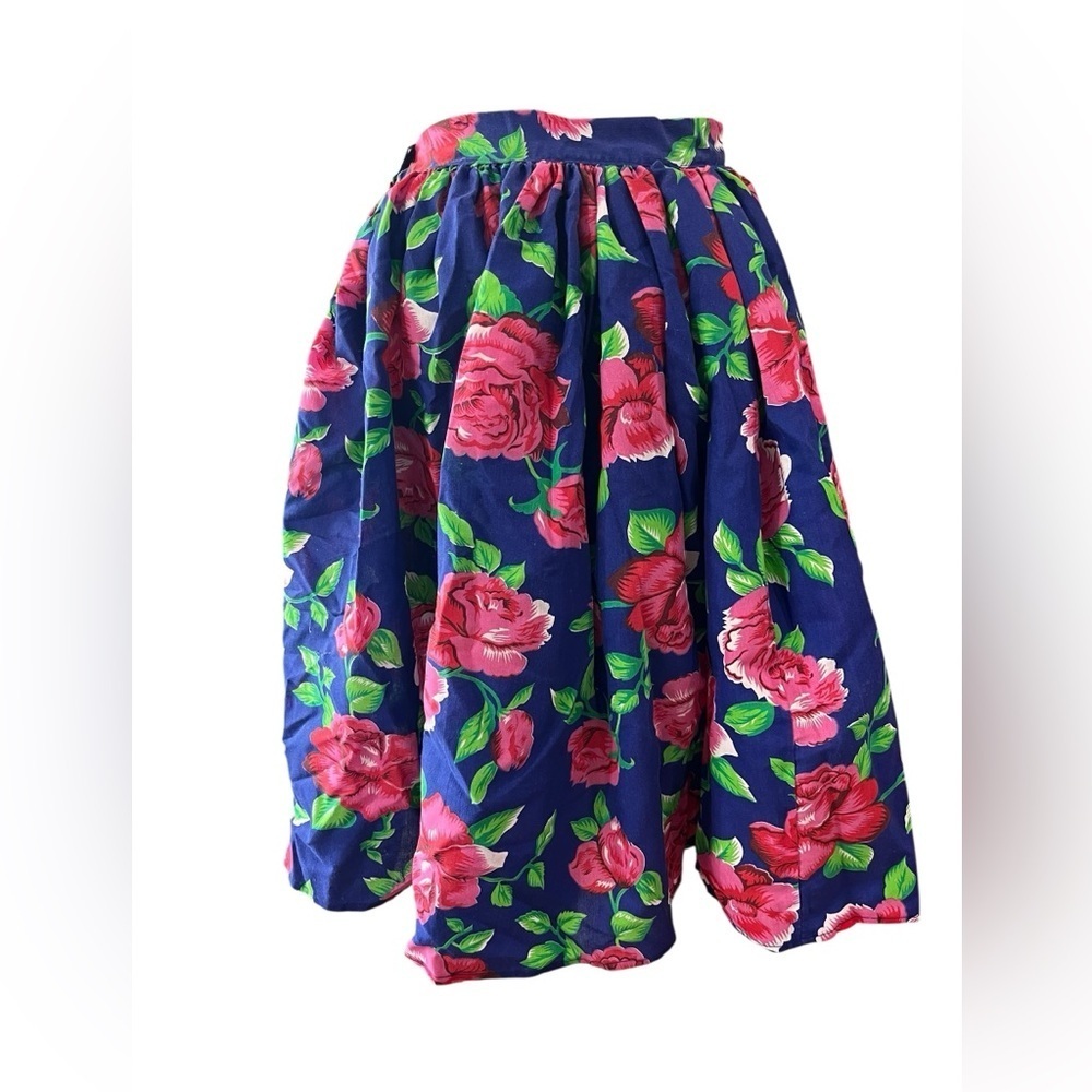 High waist bubble midi 80’s Floral Skirt XS/S handmade